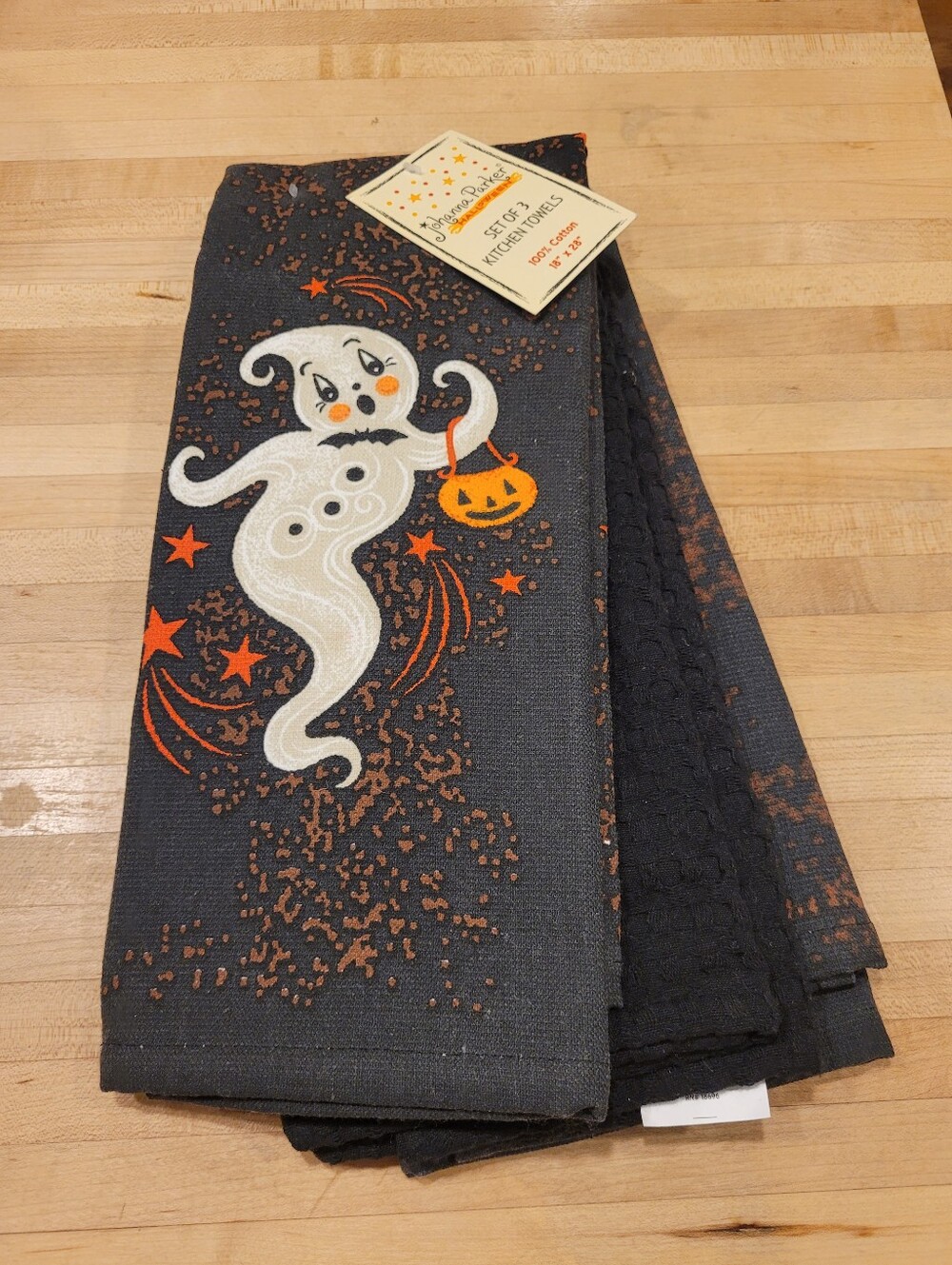 NEW Johanna Parker Halloween Stewie Ghost Trick-or-Treat Kitchen Towel Set